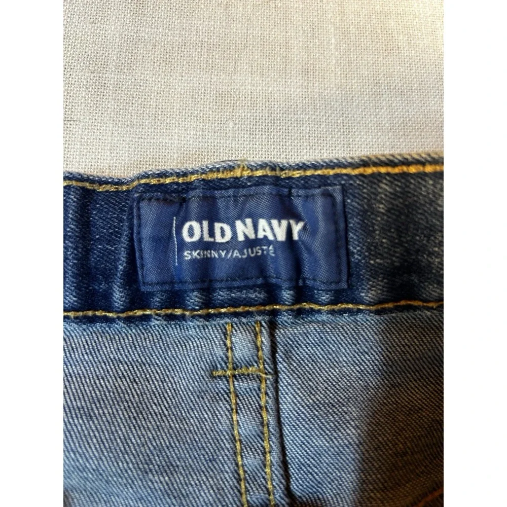 Old Navy Skinny Jeans Boys Size 16 Distressed Adjustable Waist Light Wash‎ Denim